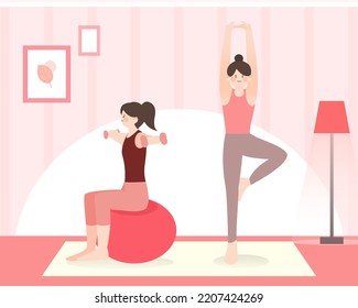Refreshing exercise and activity illustration
