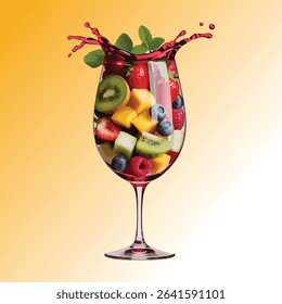 Refreshing fresh fruits with fresh juice vector image