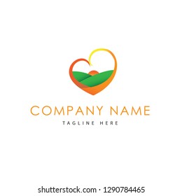 Refreshing and Fresh Heart Nature Vector Logo