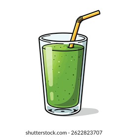 Refreshing fruit smoothie beverage with drinking straw isolated on a clean white background for healthy lifestyle concepts