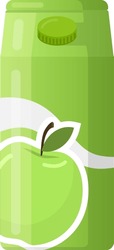 Refreshing green apple juice carton featuring a screw cap, white wave design, and a prominent green apple illustration, perfect for representing healthy beverage choices