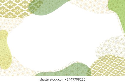 
Refreshing green Japanese pattern background frame