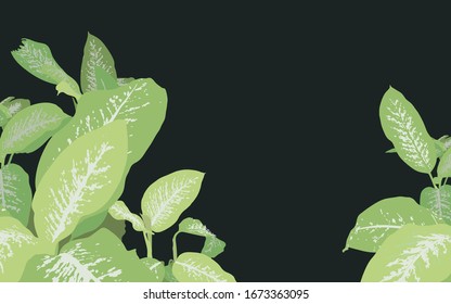 Refrescante de plantas tropicales de caña de pato verde oscuro, plantilla de diseño simple y plano dibujado a mano