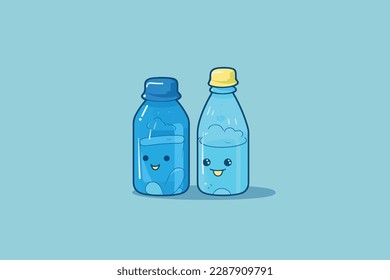 Refreshing H2O: A Cartoon Illustration of a Water Bottle for a Healthy Lifestyle