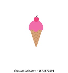 refreshing ice cream in cone detailed style vector illustration design