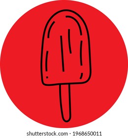 Refreshing ice cream on a stick, icon illustration, vector on white background