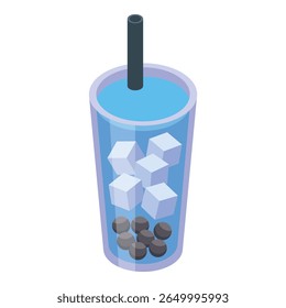 Refreshing iced bubble tea beverage with tapioca pearls is perfect for a hot summer day