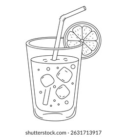 Refreshing Iced Citrus Drink with Straw and Orange Slice