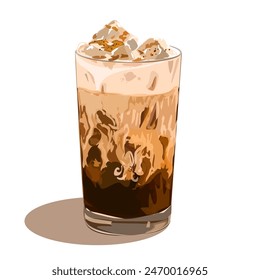 Refreshing Iced Coffee with Cream food vector illustration for menu in cafe'