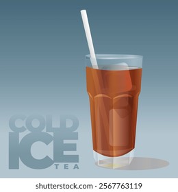 Refreshing Iced Tea Glass Illustration