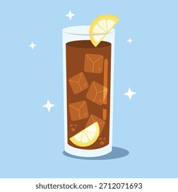 Refreshing Iced Tea with Lemon Slices and Ice Cubes