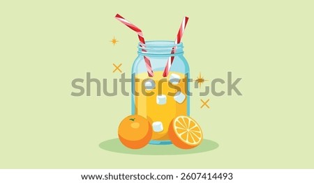 refreshing juice in mason jar with marshmallows and ice