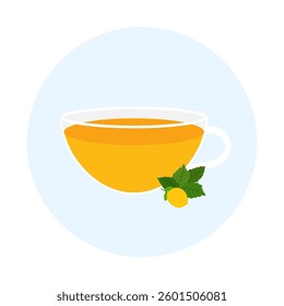 Refreshing Lemon Herbal Tea in Transparent Glass with Fresh Mint Leaves