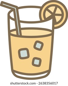 Refreshing Lemon Juice with Ice Flat Illustration