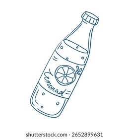 Refrescante refrigerante de limão em uma garrafa de vidro com um design divertido para o prazer do verão