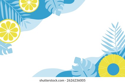 Refreshing lemon and tropical plants vector illustration frame