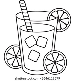 Refrescante vidro de limonada com palha e cubos de gelo com fatias decorativas de limão Uma ilustração de verão perfeita para projetos temáticos de bebidas e projetos criativos