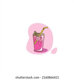 Refreshing lemonade with ice and mint. Vector illustration.