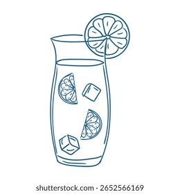 Limonada refrescante servida em um copo alto com cubos de gelo e fatias de limão em um dia ensolarado