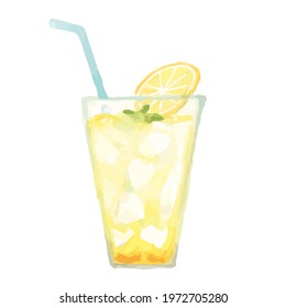 
Refreshing lemonade watercolor vector illustration