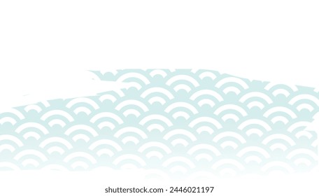 Refreshing light blue Japanese pattern material written with a faded brush