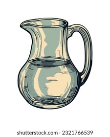 Líquido refrescante en el icono de la jarra antigua aislado