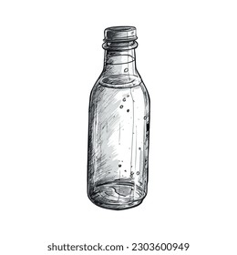 Erfrischungsflüssigkeit in Glasflasche auf Weiß