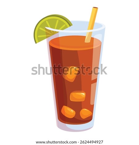 Refreshing long island iced tea cocktail served in a tall glass with ice, lime wedge, and straw