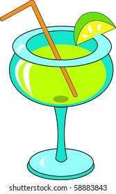 Refreshing margarita with a wedge of lime