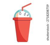 Refreshing Milkshake Icon in Flat Cartoon Style