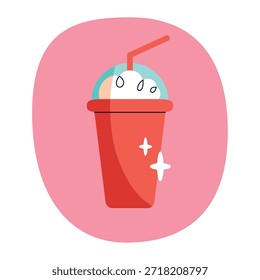 Atualizando o ícone de milkshake em estilo de desenho animado plano