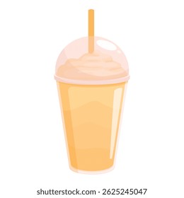 Exercício de leite fresco, perfeito para um dia quente de verão, com um copo de plástico, chantilly e uma palha