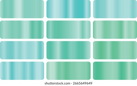 Refreshing mint gradient set with soft greens and cool aquas, offering a clean, fresh aesthetic perfect for health branding, minimalist design, and bright digital backgrounds.