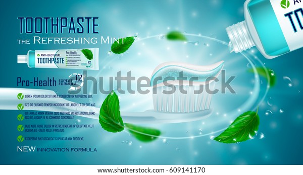 Refreshing Mint Toothpaste Ads Design White Stock Vector (Royalty Free ...