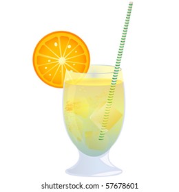 Refreshing orange cocktail, isolated object against white background