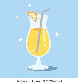 Refreshing Orange Cocktail with Straw and Garnish