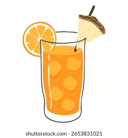 Refreshing Orange Juice Cocktail with Pineapple and Ice