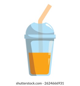 Refreshing orange juice served in a disposable plastic cup with a straw