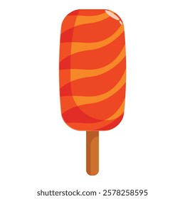 Refreshing orange popsicle with swirling stripes, perfect for a hot summer day