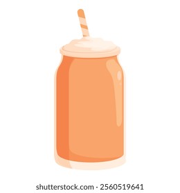 Refreshing orange soda topped with whipped cream and a straw, served in a can, perfect for a hot summer day