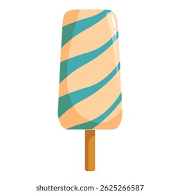 Refreshing orange and teal ice cream bar with swirling stripes, perfect for a hot summer day