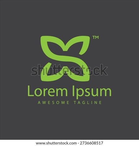 A refreshing and organic logo in vibrant green, shaped like an 'S' or a stylized butterfly flower, perfect for wellness and eco-brands.