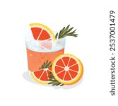 Refreshing paloma cocktail, drink during summer or evening parties. Illustration vector format for restaurant menu needs, beverage businesses, and all your design needs.