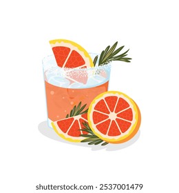 Coquetel de paloma refrescante, bebida durante festas de verão ou à noite. Formato vetorial de ilustração para necessidades de menu de restaurante, empresas de bebidas e todas as suas necessidades de design.