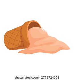 Refreshing peach ice cream melting from a fallen waffle cone, representing summer treats and spoiled dessert