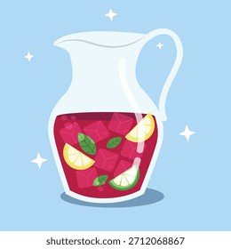 Erfrischender Pitcher aus Fruchtgetränk mit Zitrus und Minze