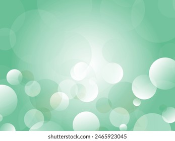 Refreshing polka dot pattern material with the image of soap bubbles floating in the sky_Emerald green