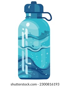 Refreshing purified water in plastic bottle over white
