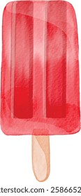 Refreshing Red Popsicle Watercolor Illustration – Sweet Summer Ice Cream Art