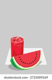 Fatia e suco de melancia vermelha refrescante